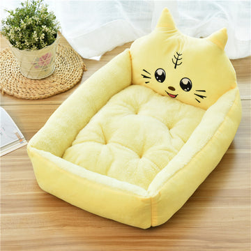 Cute Yellow Cat Face Pet Bed – Soft & Cozy Nest for Small Dogs and Cats