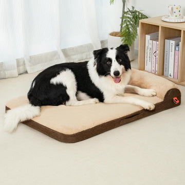 Orthopedic Memory Foam Dog Bed with Bolster – Soft Washable Pet Mattress