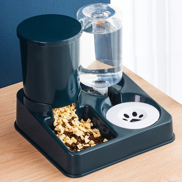 Automatic Cat Feeder and Water Dispenser – Gravity Pet Feeding Station with Ceramic Bowl
