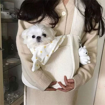 Luxury Soft Pet Sling Carrier – Cozy Cotton Crossbody Bag for Small Dogs & Cats