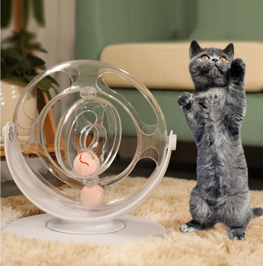 Interactive 360° Rotating Cat Toy – Transparent Orb Track Ball Game