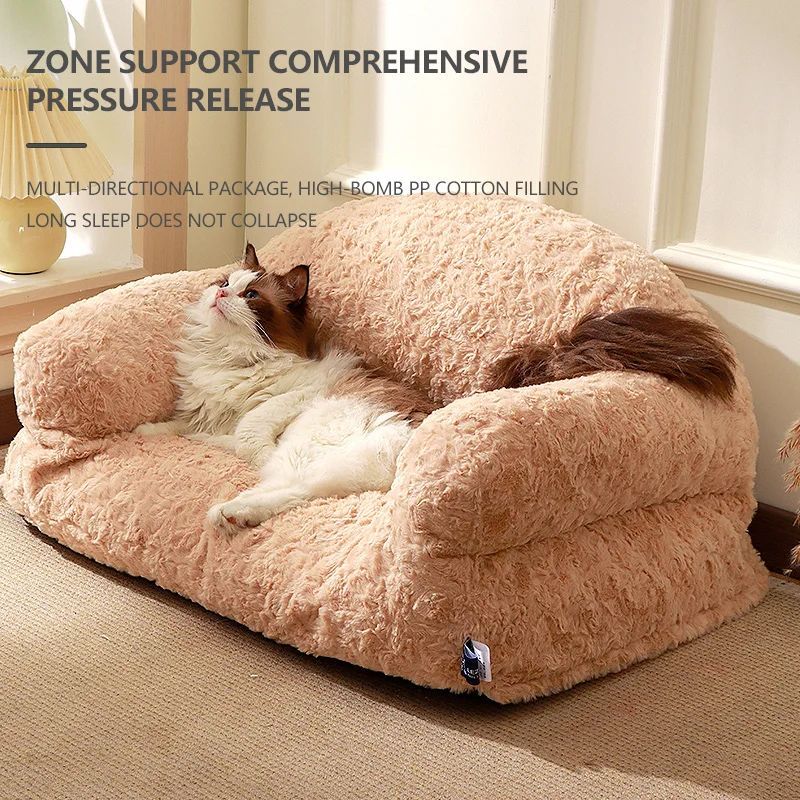Fluffy Pet Sofa Bed – Plush Couch for Cats & Small Dogs