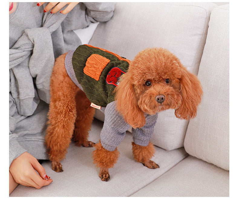 Cozy Knit Dog Sweater – Stylish Autumn/Winter Warm Pet Jumper with Pocket Design
