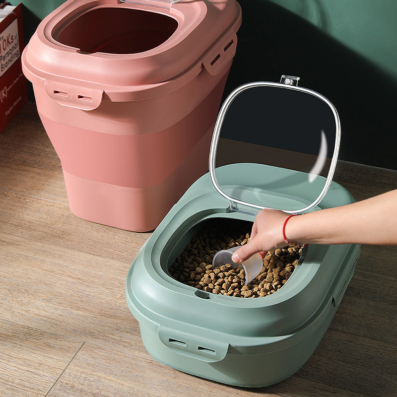 Airtight Pet Food Storage Container with Scoop – Fresh-Keeping Dog & Cat Food Box