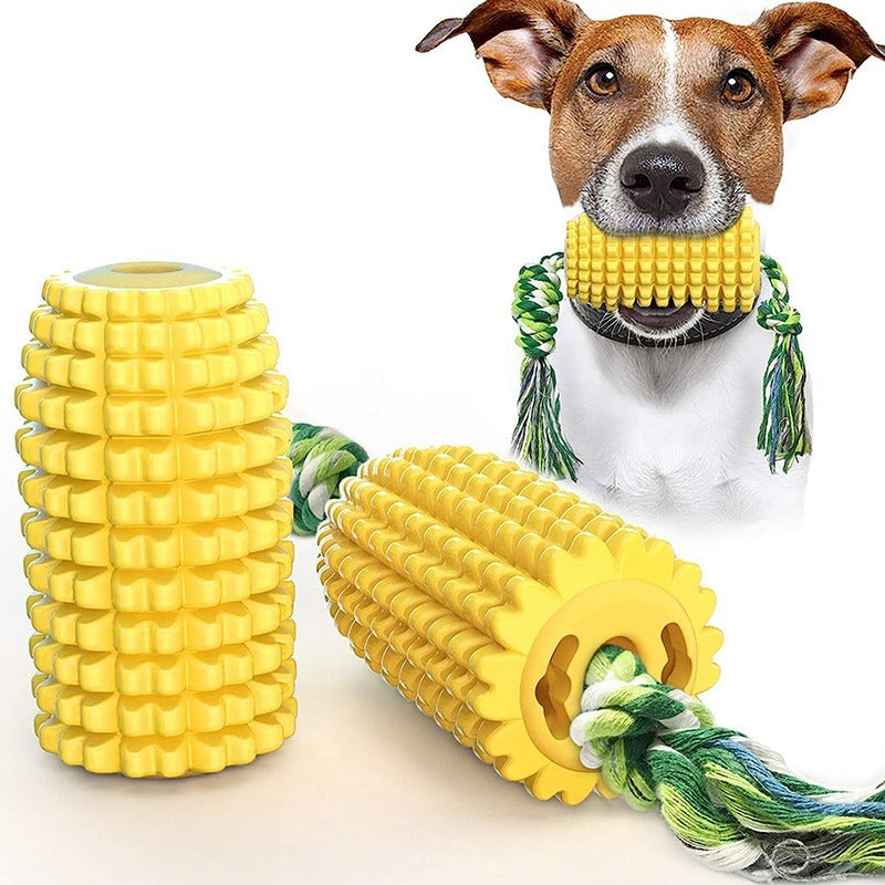 Corn Dog Chew Toy with Rope – Dental Cleaning Toy for Aggressive Chewers