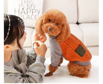 Cozy Knit Dog Sweater – Stylish Autumn/Winter Warm Pet Jumper with Pocket Design