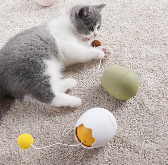 Interactive Egg-Shaped Cat Toy – Motion Sensor Teaser with Bouncing Ball