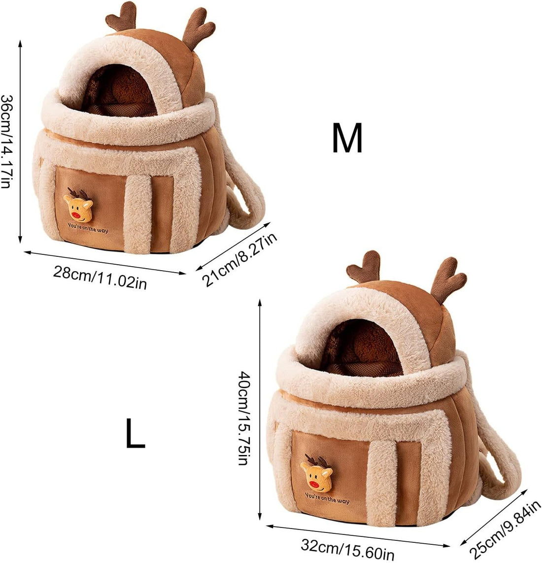 Reindeer Plush Pet Carrier Backpack – Cozy Winter Travel Bag for Small Dogs & Cats