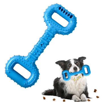 Durable Dumbbell Dog Chew Toy – Squeaky Interactive Tug & Bite Toy for Aggressive Chewers