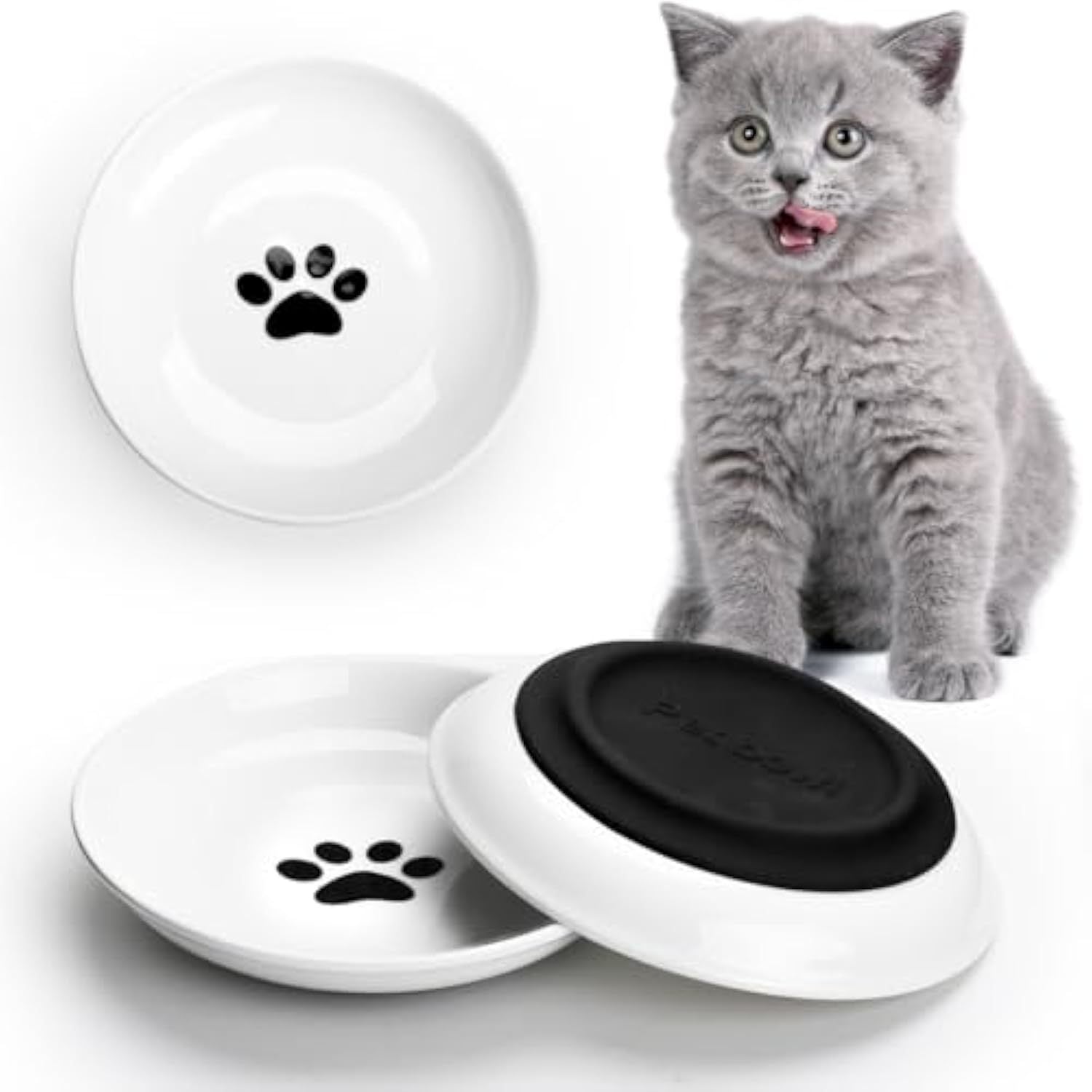 Premium Non-Slip Ceramic Cat Bowl – Shallow Design for Whisker Relief