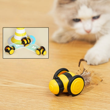 Automatic Rolling Bee Cat Toy – Interactive Feather Chase Toy for Cats & Kittens