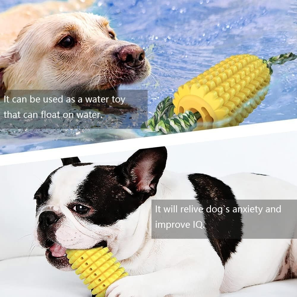 Corn Dog Chew Toy with Rope – Dental Cleaning Toy for Aggressive Chewers