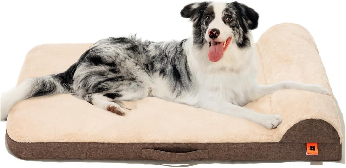 Orthopedic Memory Foam Dog Bed with Bolster – Soft Washable Pet Mattress