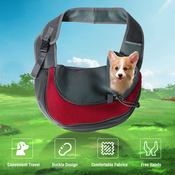 Hands-Free Mesh Pet Sling Carrier for Small Dogs & Cats – Breathable Shoulder Bag for Travel