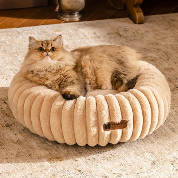 Luxury Round Plush Cat Bed – Cozy Fluffy Nest for Cats & Small Dogs
