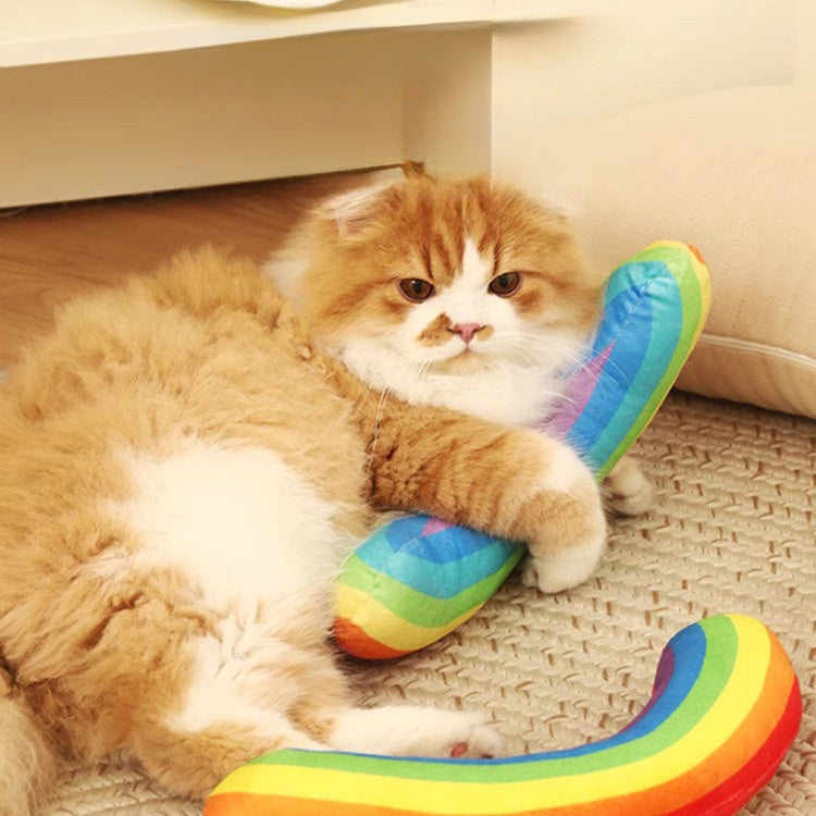 Rainbow Cat Kicker Toy with Catnip – Plush Kick & Hug Pillow for Cats & Kittens