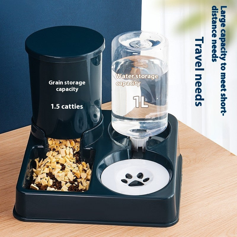 Automatic Cat Feeder and Water Dispenser – Gravity Pet Feeding Station with Ceramic Bowl